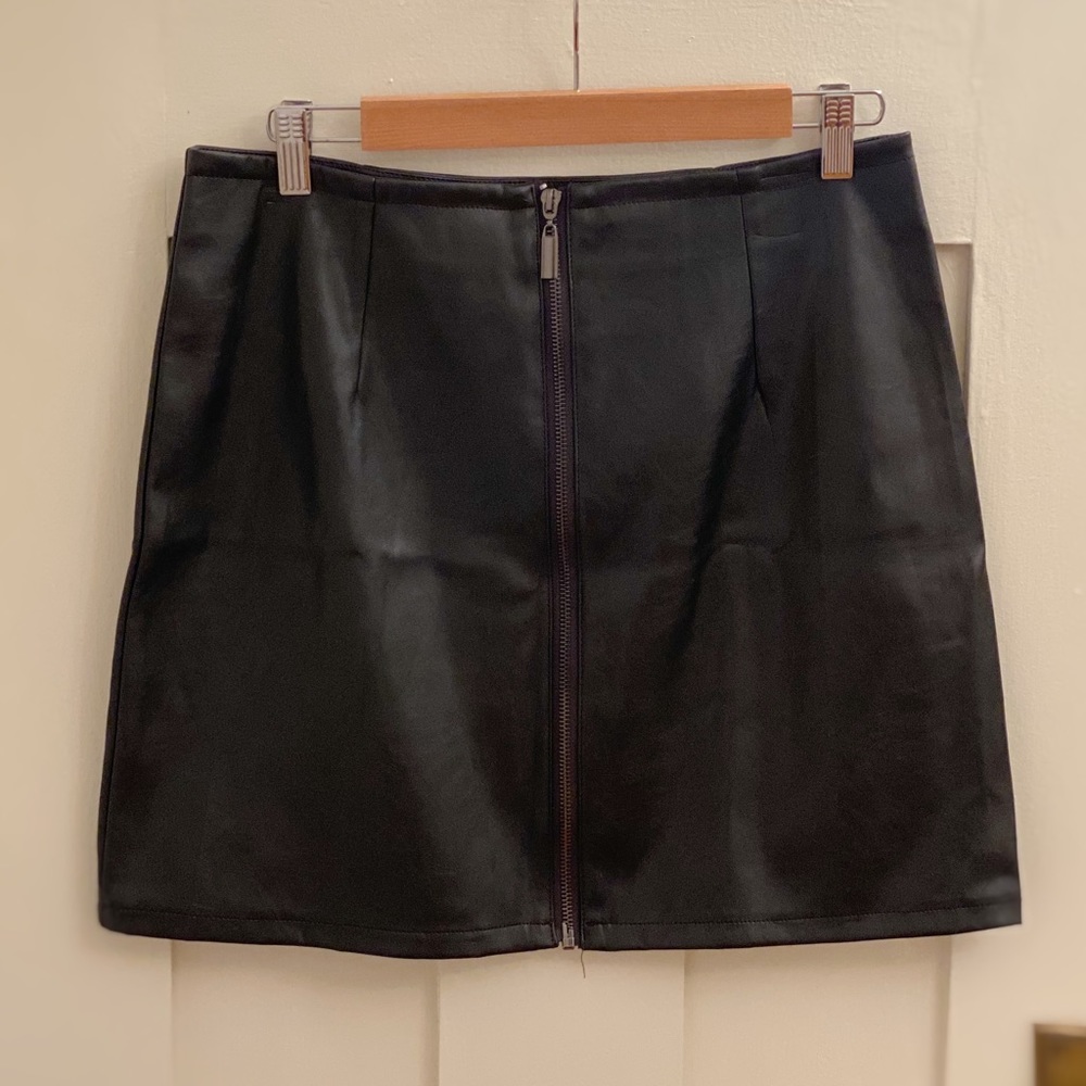 Leather Zip Up Mini Skirt